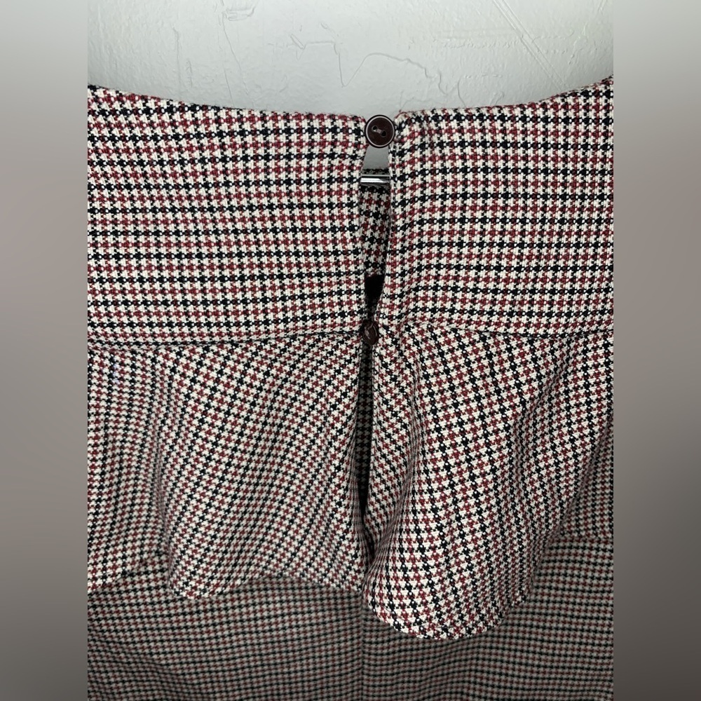 Zara Houndstooth Plaid Back Dark Academia Ruffle Mini Shift Dress - Picture 4 of 6